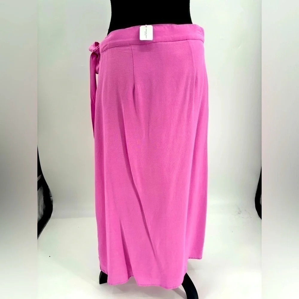 NWT American Eagle Outfitters Womens Medium Wrap Skirt Pink Hi Low Midi Lined